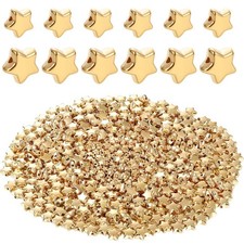 800 Pcs Plastic Star Beads Plated Spacer Tiny 6 mm, 12 Gold