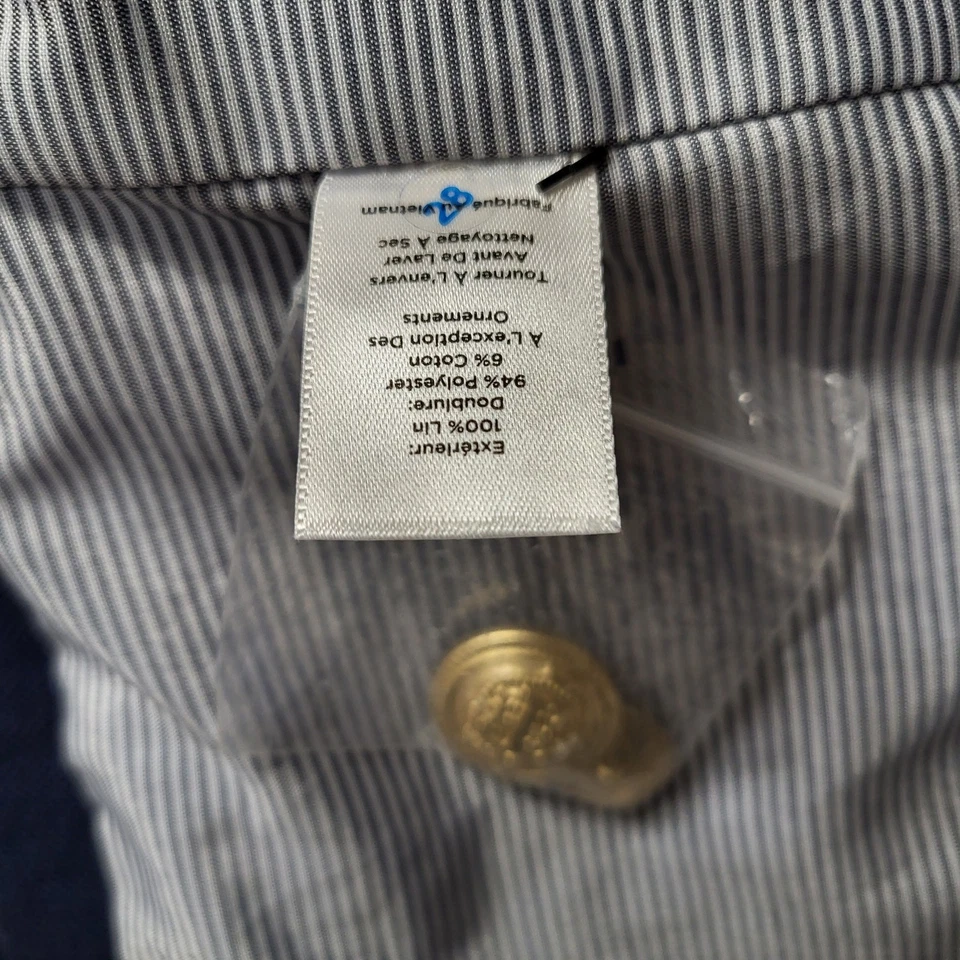 Talbots Women Blazer 20 Navy Linen Button Piping Long Sleeve Business - Image 3 of 4