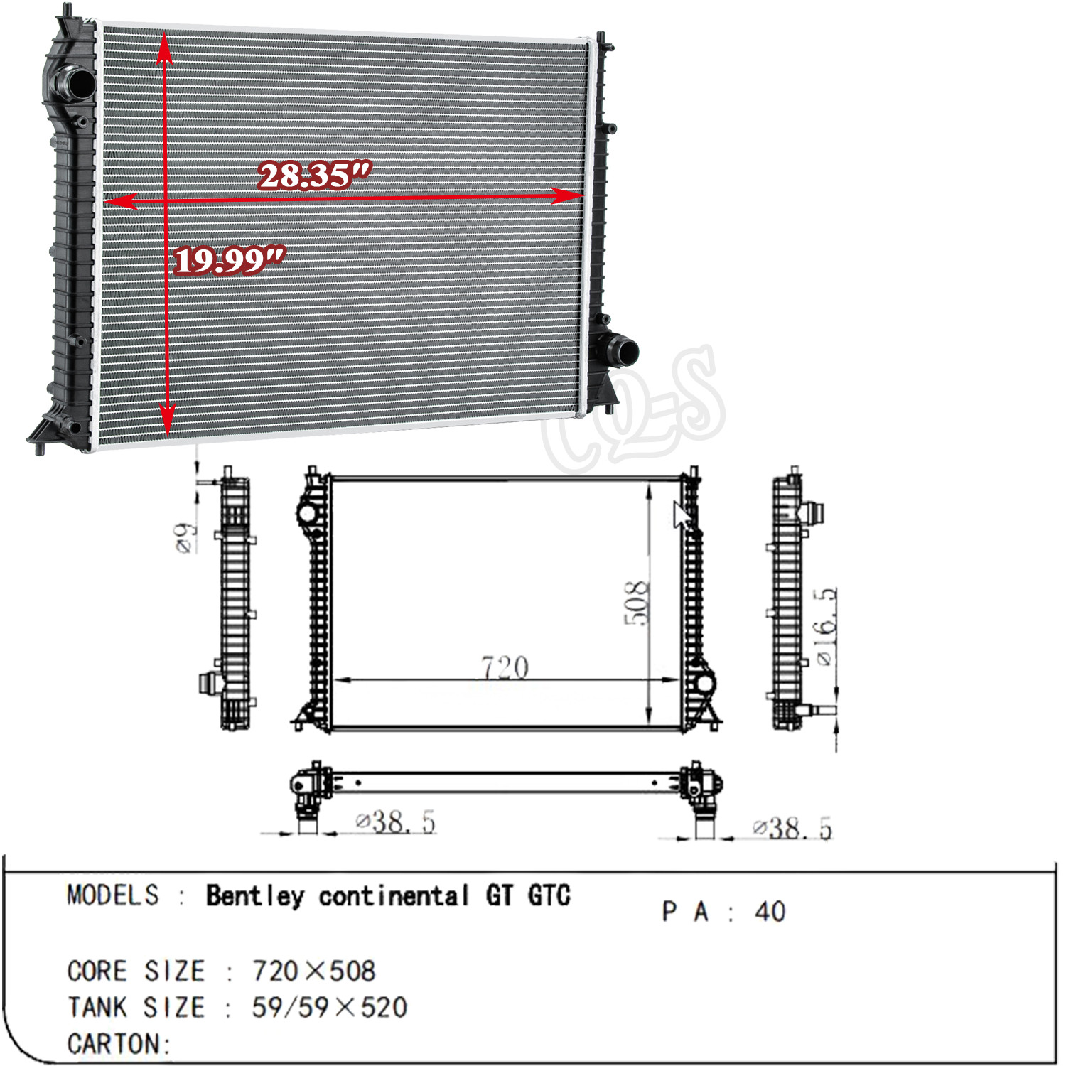 2 Rows Radiator For 2004-2011 Bentley Continental Gt Gtc &Flying Spur W12 US