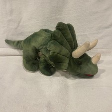 Prextex Green Triceratops Dinosaur Plush Stuffed Animal 20 Inch Zip Pocket