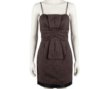 Max & Cleo Brown Cocktail Dress Women 6 Sleeveless Truffle Pleated Ruched Party