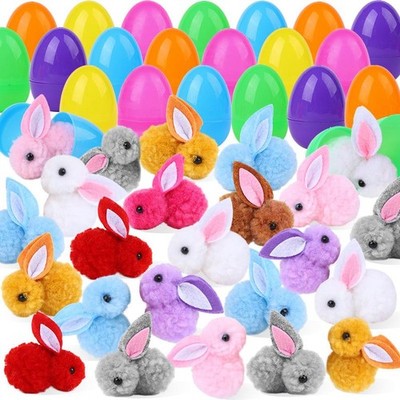 24pcs Cute Easter Egg with Rabbit Figure for Kids Easter Birthday Party Baske