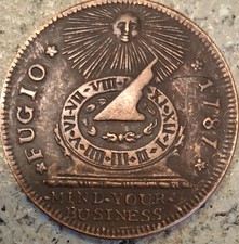 1787 Fugio Cent - Pièce de monnaie coloniale en cuivre COPIE avec belle patine ancienne - 28 mm