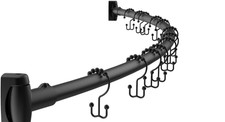 Matte Black Curved Shower Curtain Rod 42-72 Inches Adjustable Rustproof Bathroom