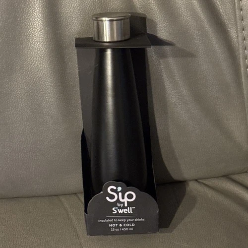 Sip by Swell Insulated Water drink Bottle Thermos Hot Cold 15oz Black Licorice