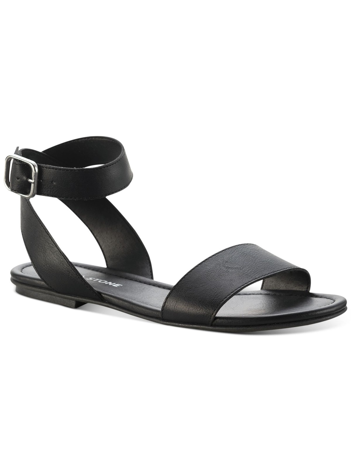SUN STONE Womens Black Strappy Miiah Round Toe Buckle Sandals Shoes 5.5 M