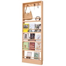 Wooden 5 Tiers Bookshelf, Wall Mount Shelf with Hooks, Organizer for Toys and...