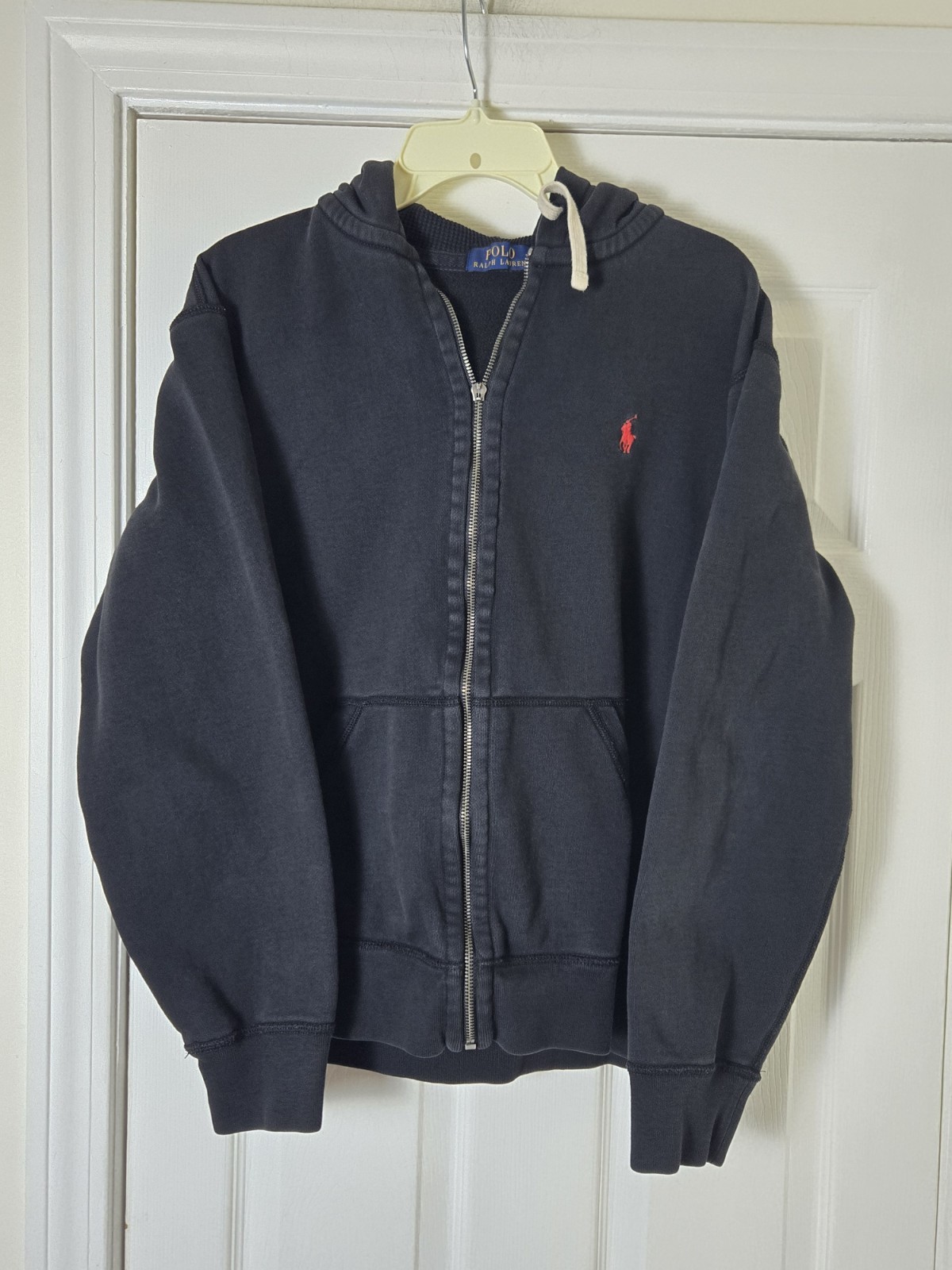 Polo Ralph Lauren Felpa con Cappuccio Uomo Grande Nero Rosso Maglione Pony