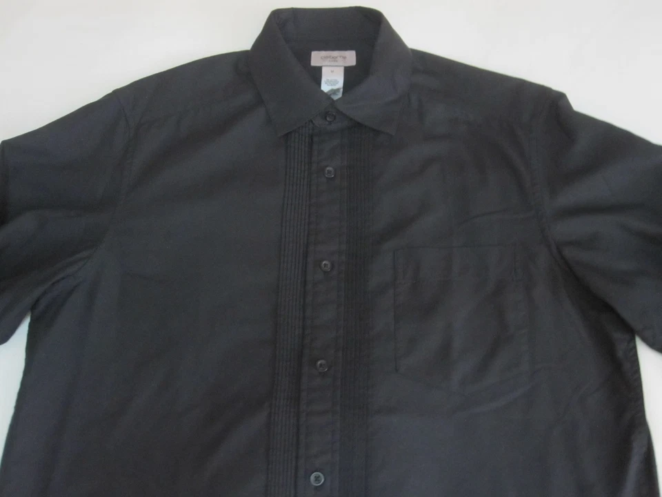 Мужская рубашка для официальных приемов Claiborne Luxe со складками спереди с французскими манжетами (черная | M) - Изображение 3 из 4