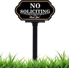 No Soliciting Sign for House with Stake - 40-Mil Thick Aluminum - 5X10 Inch/37 I