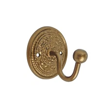 Small Brass Metal Wall Hook Floral Base Key Towel Robe Door Hanger Lightweight