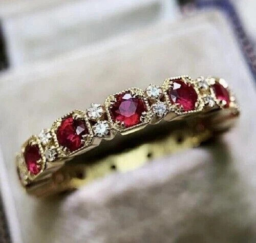 2CT Round Cut Lab Created Pink Ruby Engagement Ri… - image 6