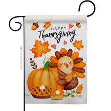 13 In. X 18.5 In. Happy Cute Turkey Thanksgiving Garden Flag Double-Sided Fallti