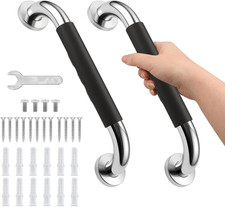 2 Pack 12 Inch Stainless Steel Grab Bars Non Slip Bathroom Safety Rail Handle