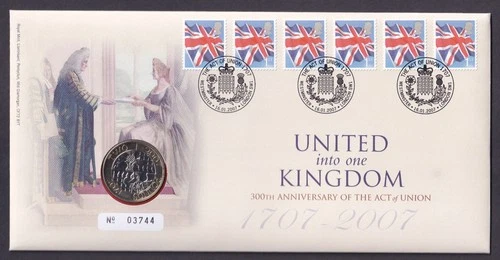 GB £2 Coin Stamps Cover 2007 The 300th Anniv of The Act of Union FDC, VF