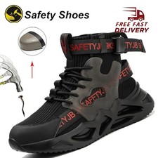 Mens Safety Shoes Steel Toe Shoes Breathable Work Boots Indestructible Sneakers
