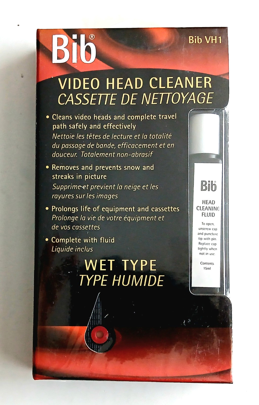 Cassette de nettoyage VHS type humide contre l'écran noir des vieux magnétoscopes