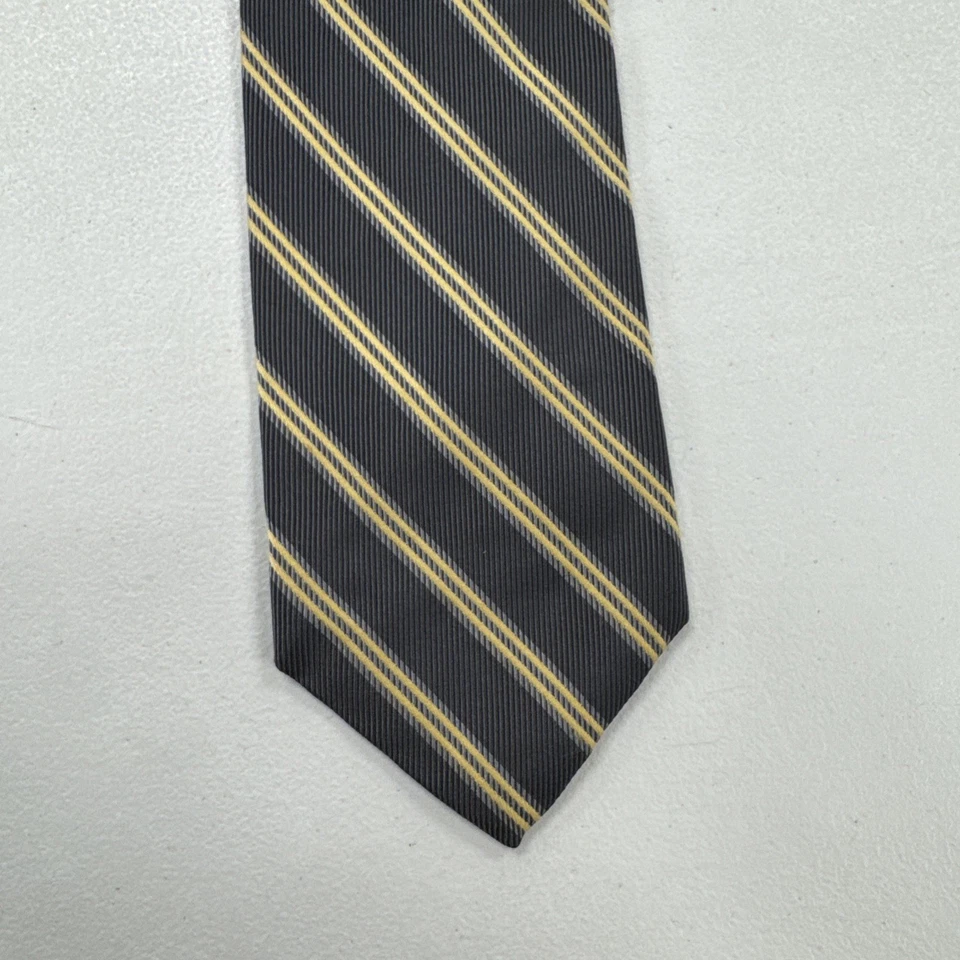 Corbata Brooks Brothers EE. UU. para hombre gris y amarillo a rayas 100 % seda Foto 2 de 4