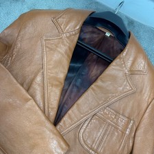 Scully Mens Brown Leather Blazer Jacket 36 Western Style Vintage 70s