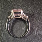 925 Sterling Silver Natural Cushion Pink Diamond Ring 3-Stone AAAczs — photo 3