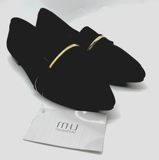 MUSSHOE Womens Solid Black Suede Loafers with Pointed Toe Size 10.5