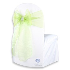 20 pcs Organza Chair Cover Bow Sash 108"x8" - Apple Green - w/ Bow Covers ye