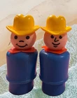 Vintage Fisher-Price Little People Rare Whoops Cowboy Man with Boy Head/Face + 1