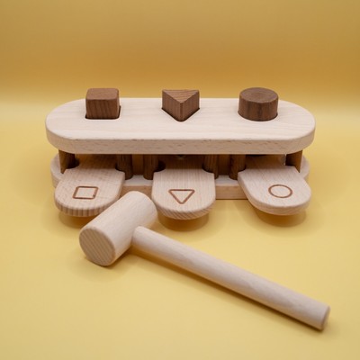 Handcrafted Wooden Hammer Bench Toy - Non-Toxic, Eco-Friendly, Montessori
