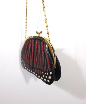 Vintage Saluti Clutch by Laura Regan Butterfly Wing Leather 