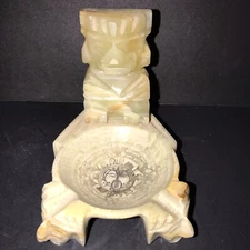 Aztec God Carved Stone Mayan Calendar Ashtray