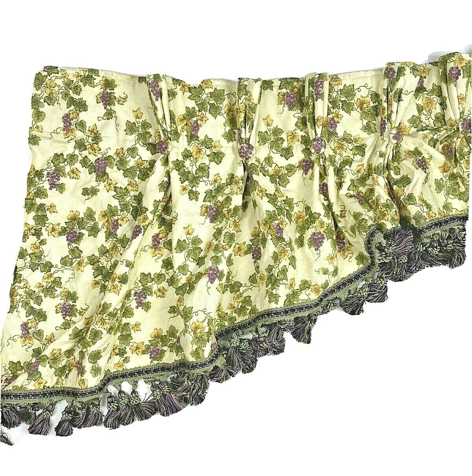 2 cenefas personalizadas pesadas de lujo púrpura verde cortinas uvas vino pellizco plisado  Foto 4 de 4