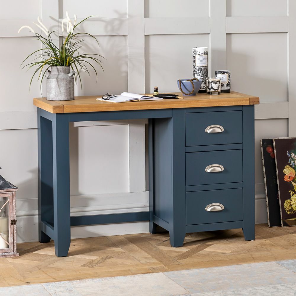 Pedestal Dressing Table 3 Drawer Westbury Blue Painted Bedroom Home  Furniture | eBay UK