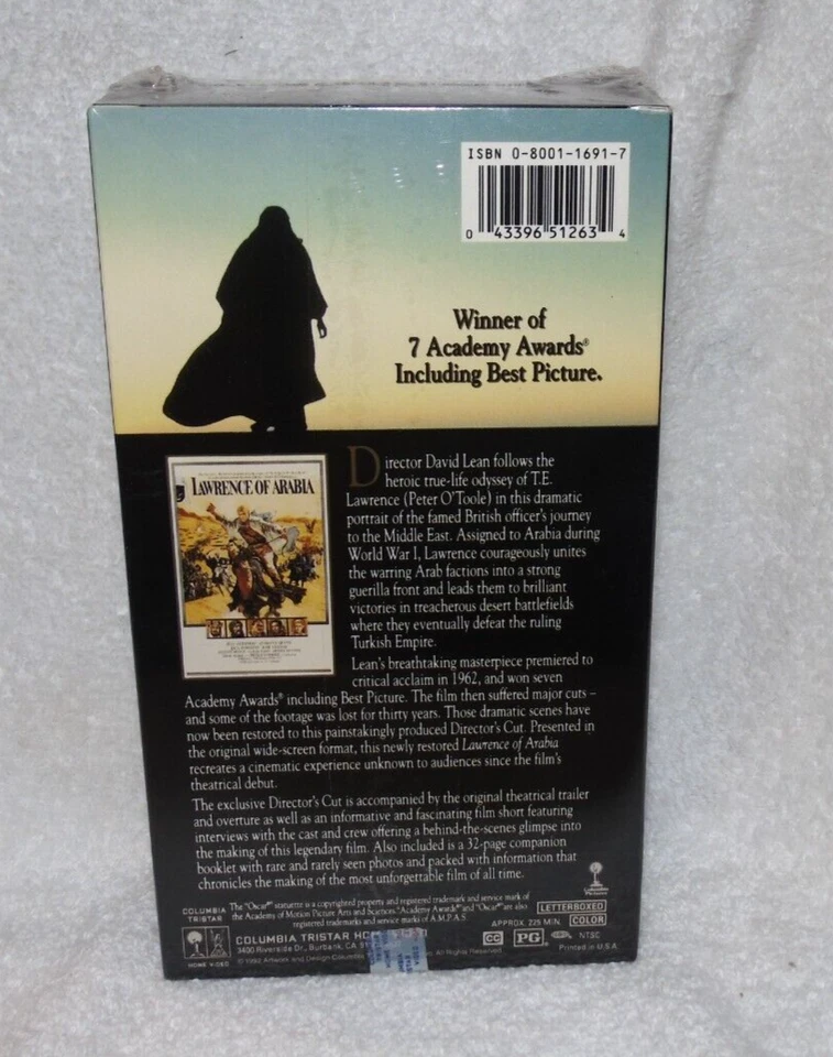LAWRENCE OF ARABIA VHS Movie Sealed 1992 2 Tape Boxed Set 30th Anniversary - Image 3 of 4