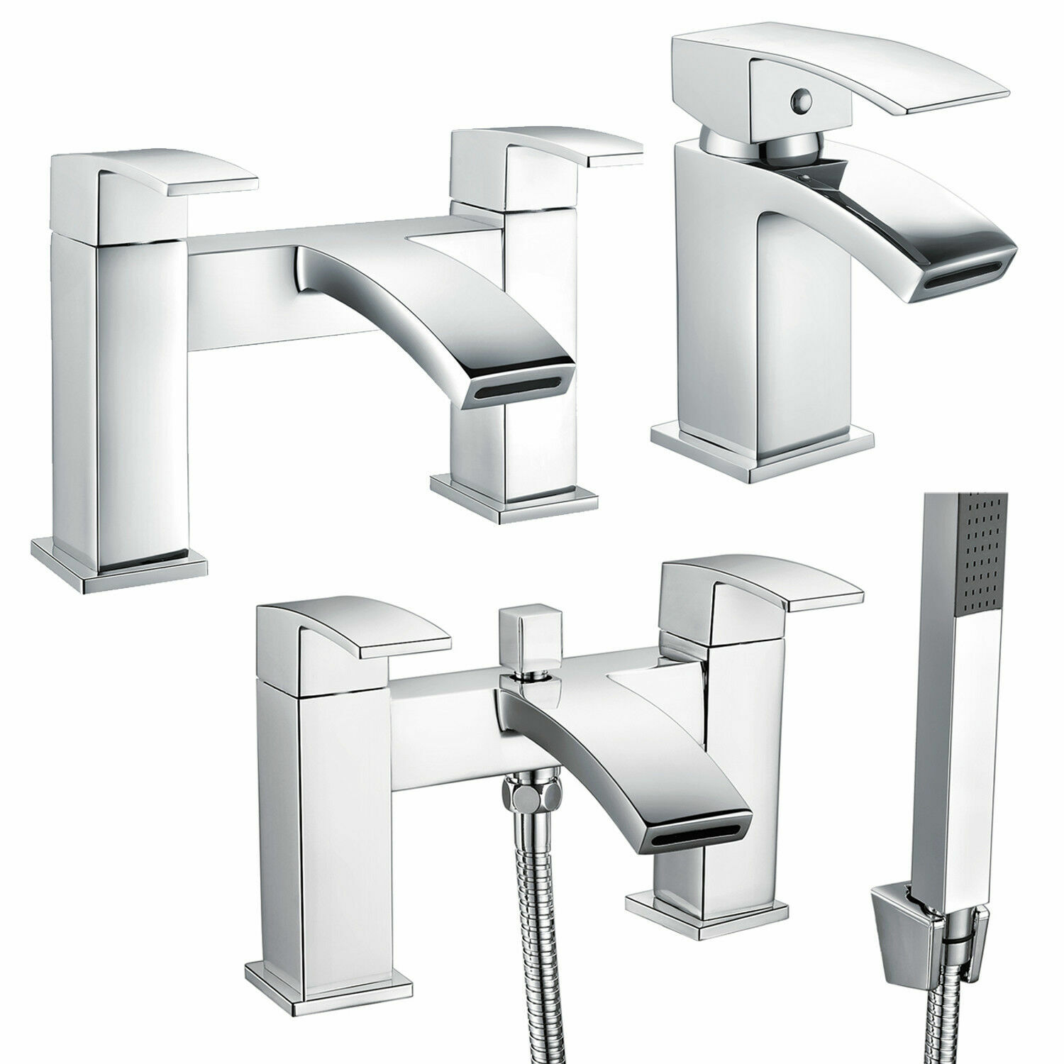 Waterfall Bathroom Taps Chrome Basin Mixer Bath Filler Shower Deck Tap Sets eBay