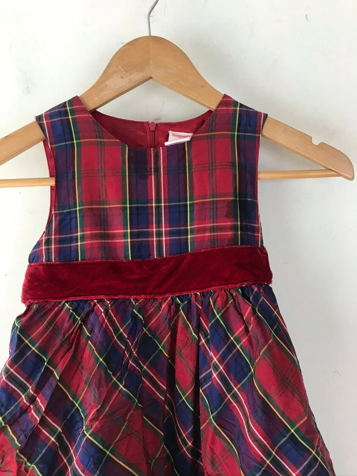 GYMBOREE Girls Size 5 Red Blue Yellow Green Plaid Fancy Party Dress - Image 2 of 4