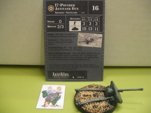 =Axis & Allies Miniatures CONTESTED SKIES 17-Pounder Antitank Gun w card 13/45=