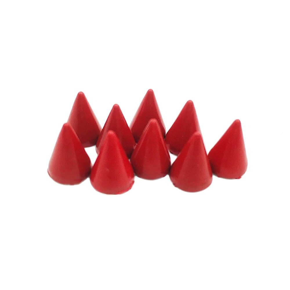100sets 7x10mm Red Painted Punk Spikes Cone Spots Metal Studs