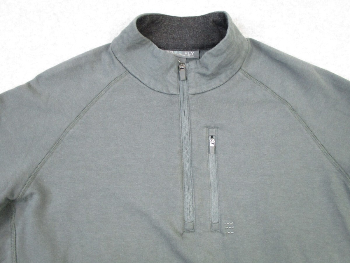 Free Fly Flex Quarter Zip Pullover Shirt Green Men XL Bamboo Blend