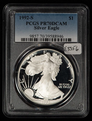 1992-S 1 oz Silver American Eagle Proof Coin - PCGS PR 70 DCAM - SKU-E3356