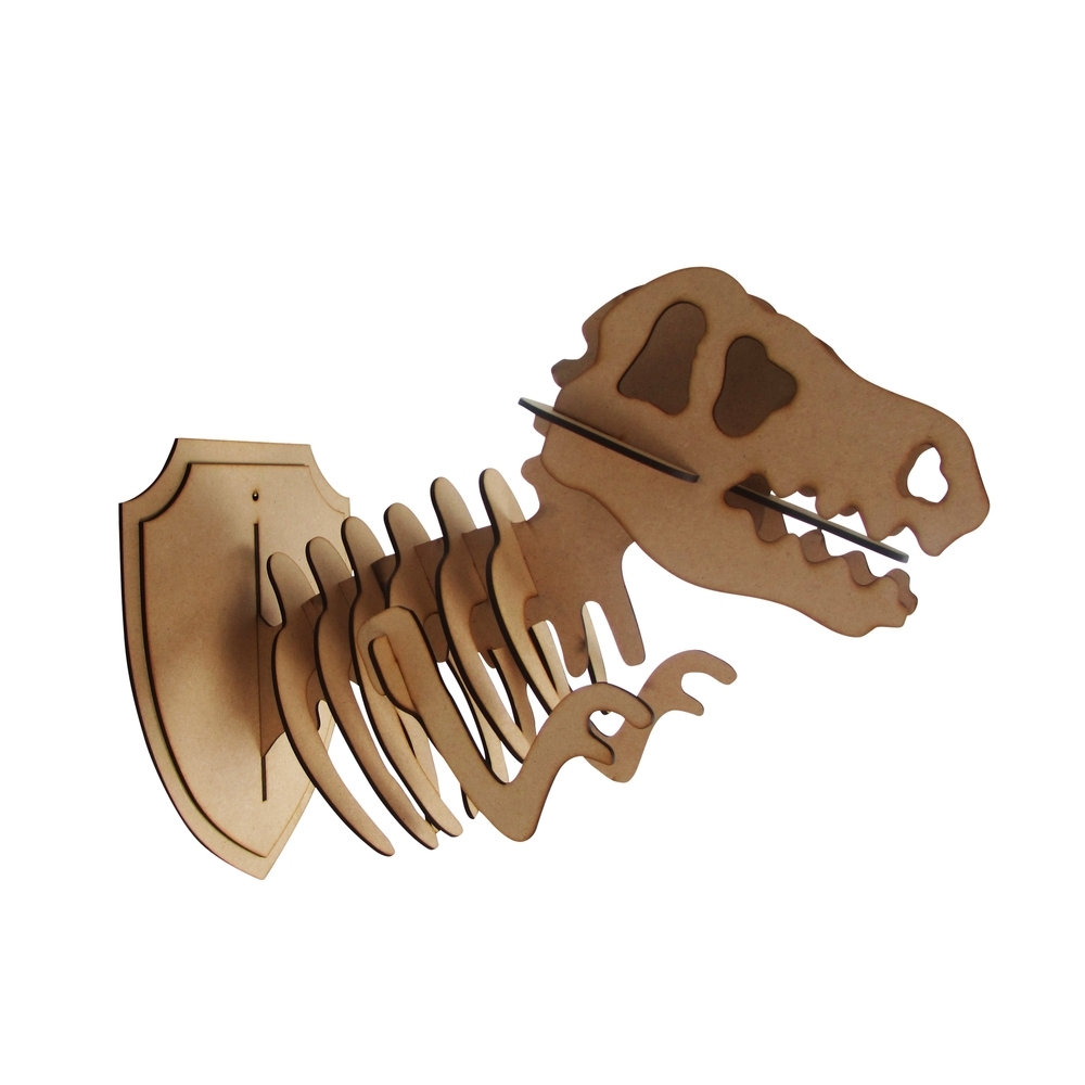 L/S Wooden TRex Animal Trophy Head 3D Jurassic World Dinosaur Wall