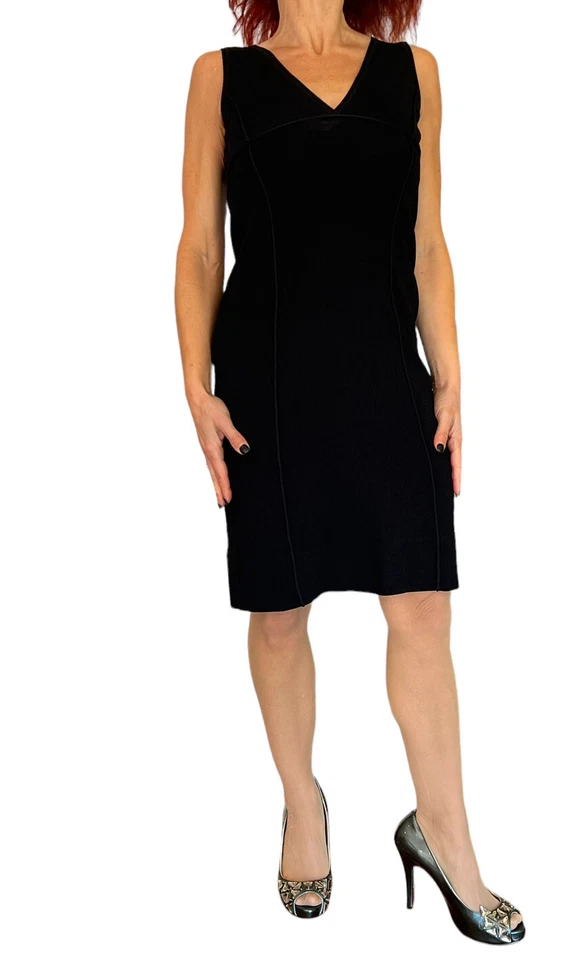 VESTIDO VAINA BODYCON ELÁSTICO TEJIDO SIN MANGAS NEGRO COLECCIÓN RICHARD TYLER M Foto 4 de 4