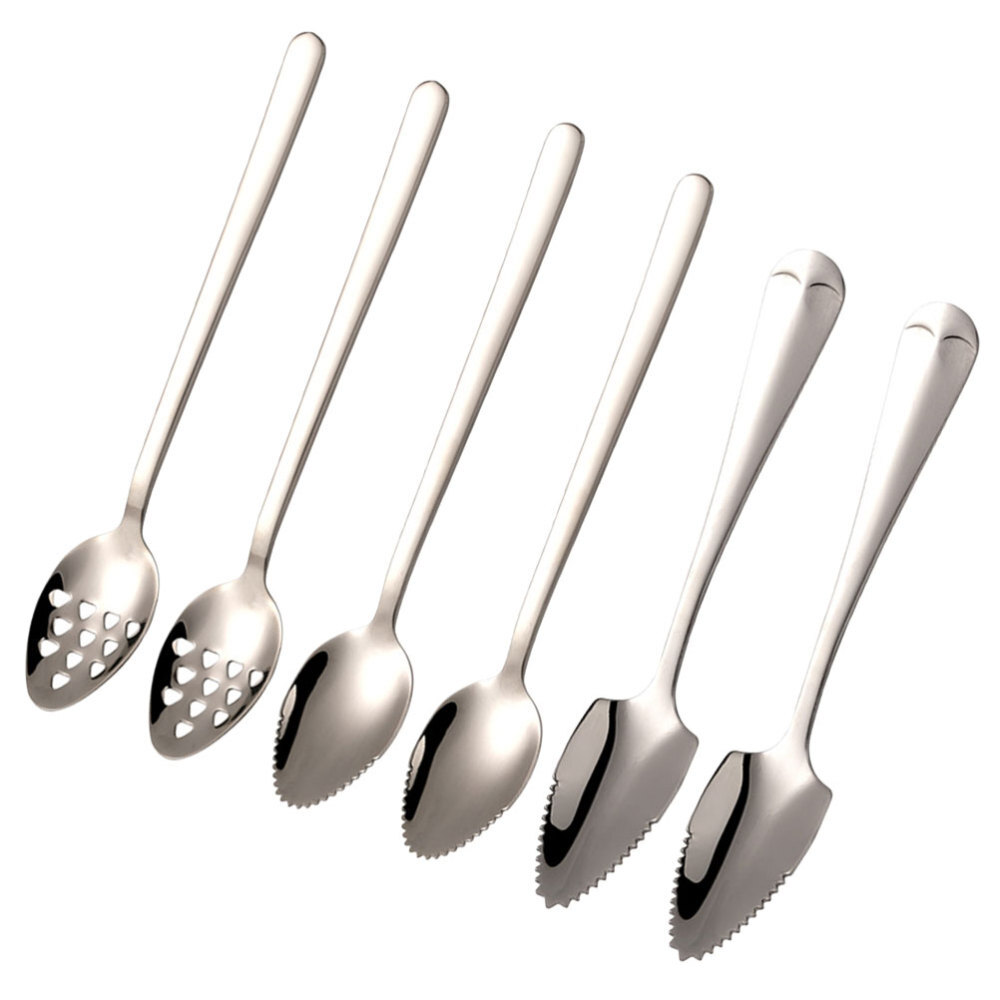 6 Pcs Fruit Dredging Spoon Scraping Slotted Serving Baby Foods Spoons