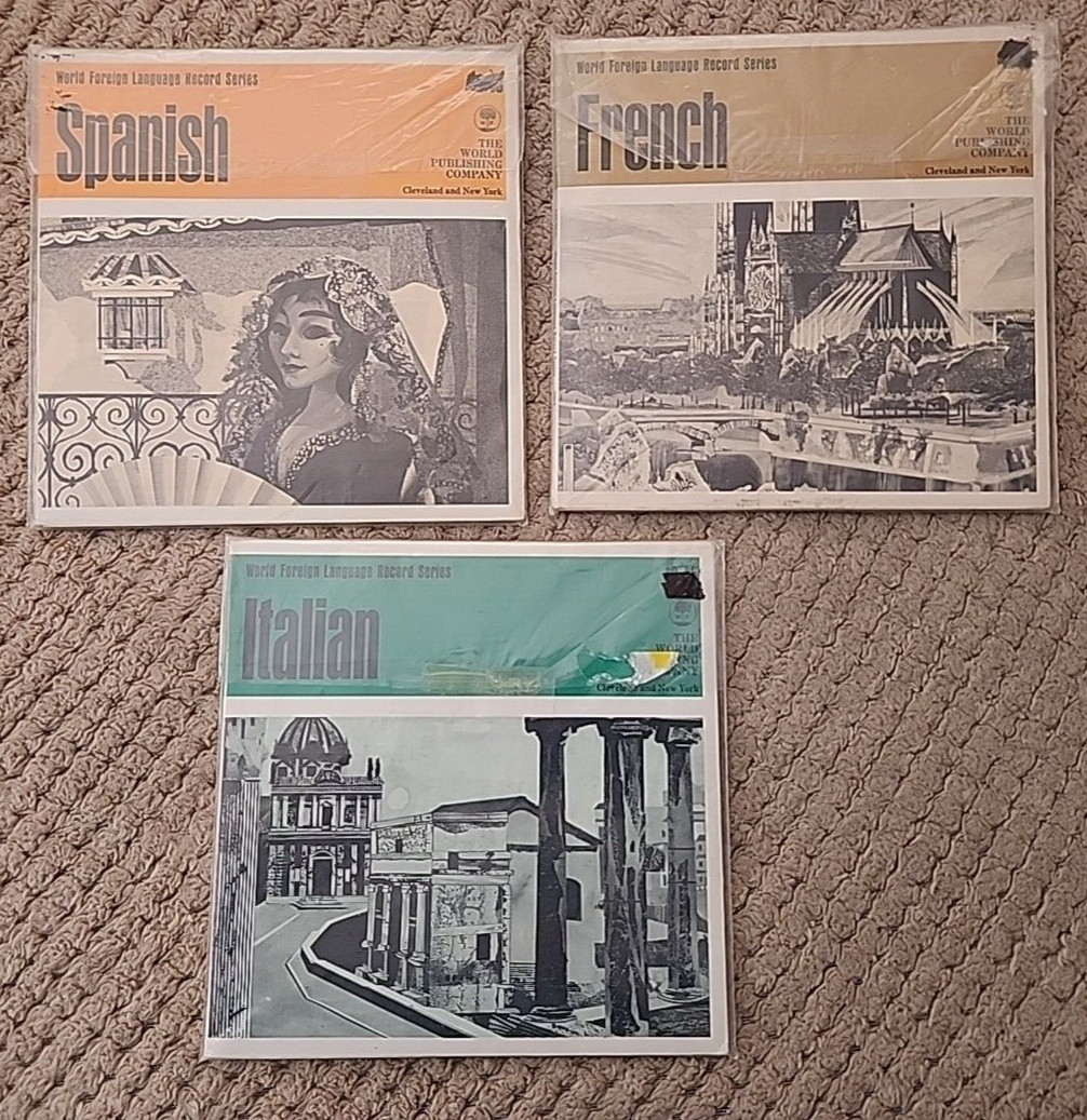 WORLD FOREIGN LANGUAGE RECORD SERIES with Books & 33.3s Fren