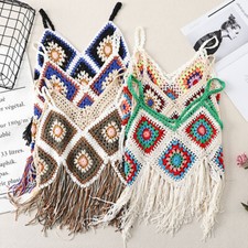 Débardeur Camisole Boho Ethnique Pour Femmes Avec Franges En Crochet