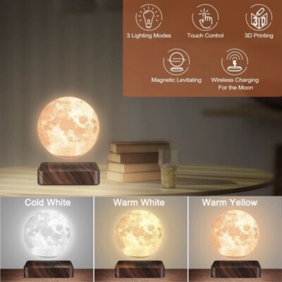 Levitating Moon Lamp Floating Spinning 3D Printing LED