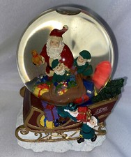 santa and elves snow globe Music Box Plays Santa Claus Is Coming To Town
