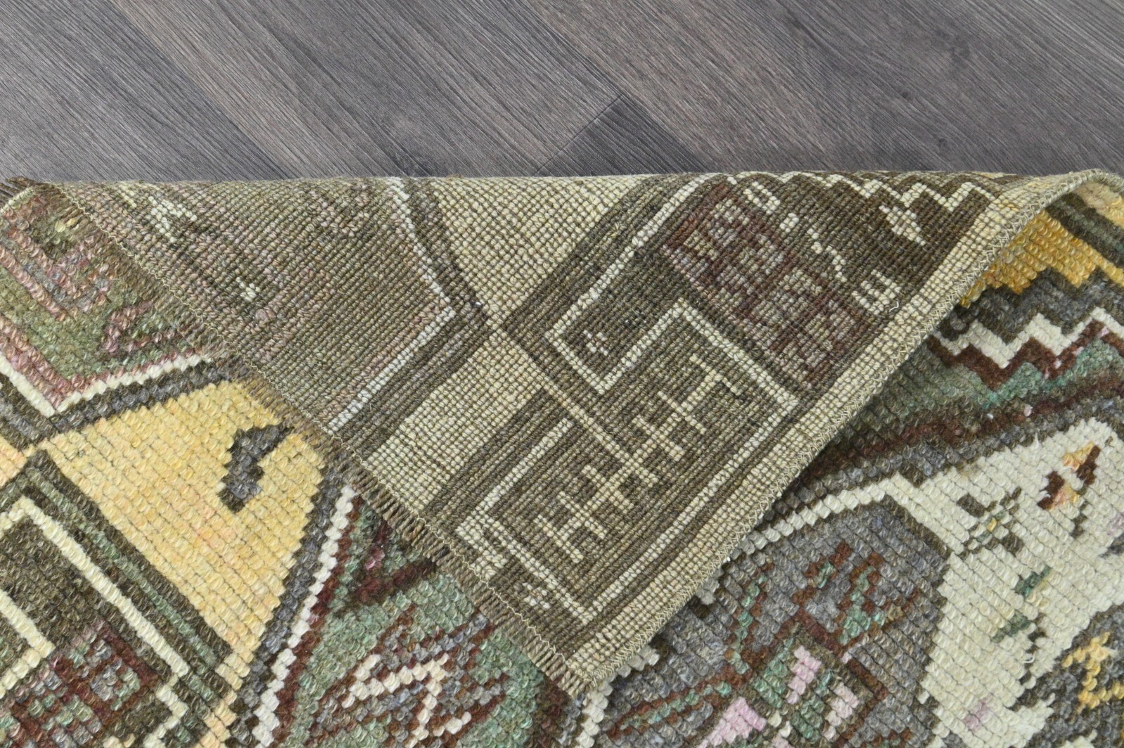 Vintage Turkish Runner Rug 2x8ft Wool Anatolian Handmade Hallway Oushak