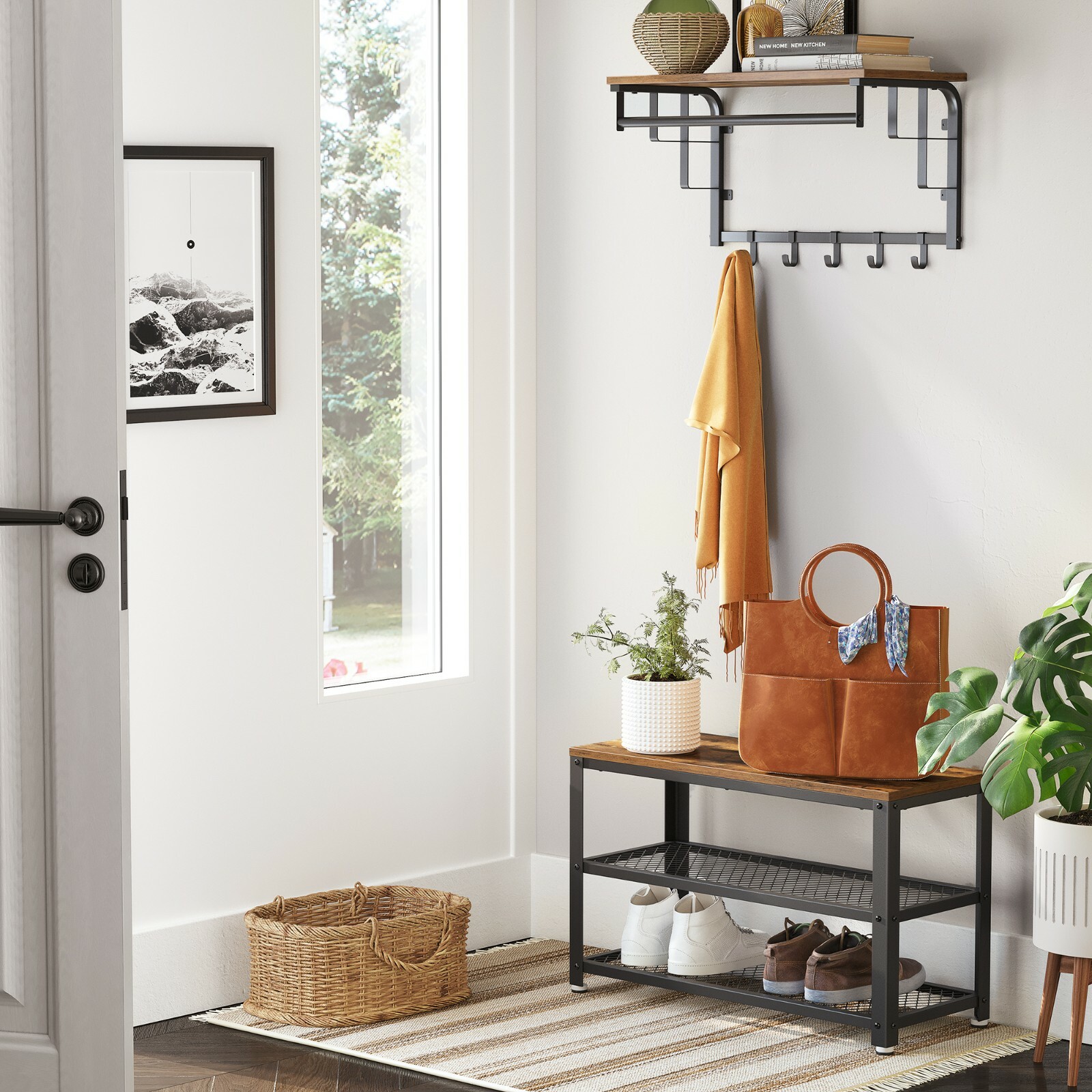 Vintage Shoe Rack Storage Shoe Bench With Seat With Shelves Shoes ...