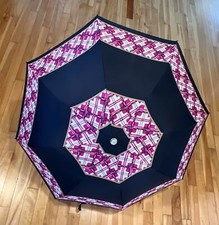 Vintage Henryson Nylon Umbrella w/ Sheath - Black, Pink  Tan - Classy EUC