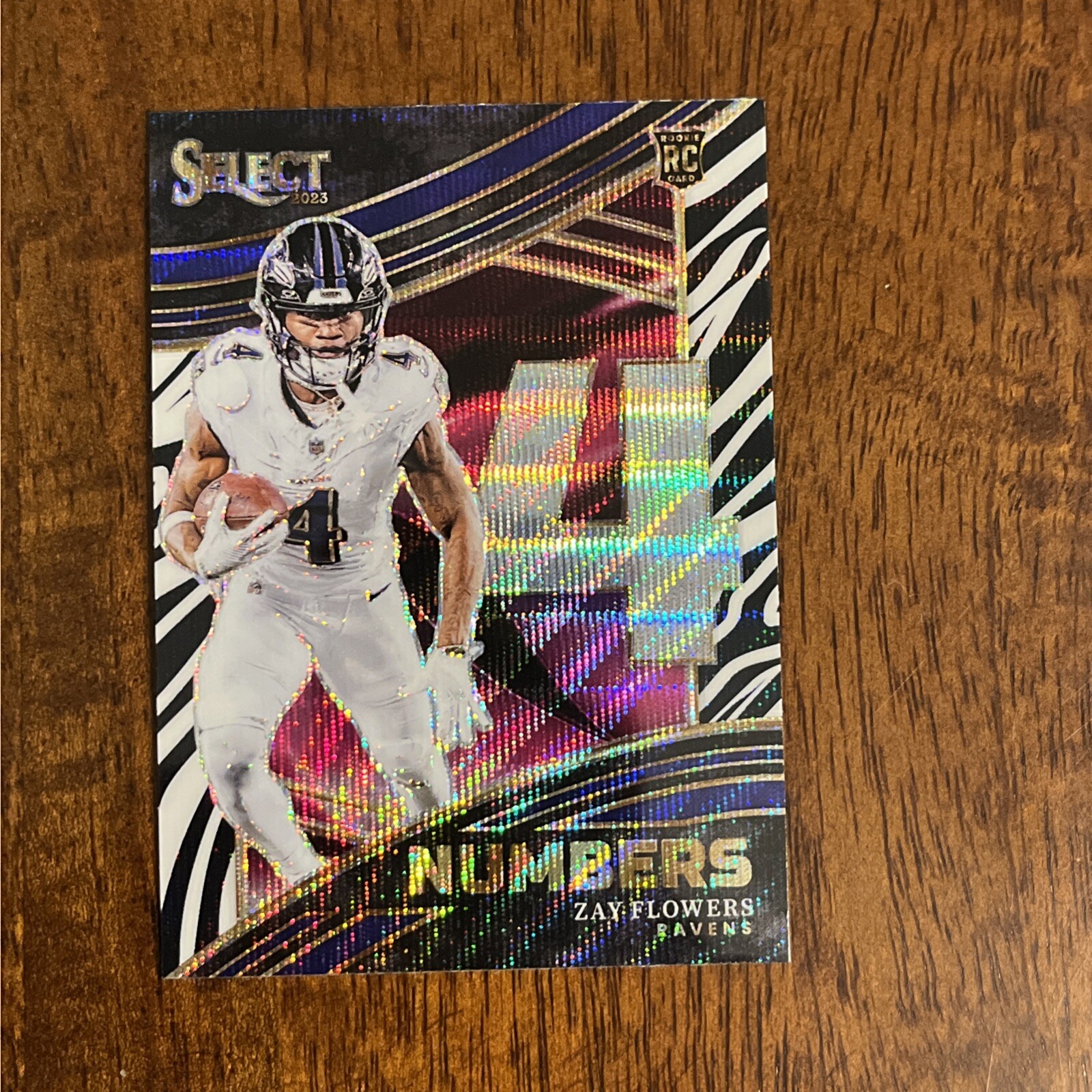 2023 Select Numbers Prizm Zebra Print  Zay Flowers RC #NMB-ZFL Baltimore Ravens